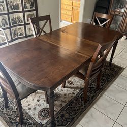 Dining Table W Chairs Vintage Solid Wood 