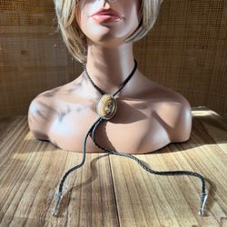 Vintage Picture Jasper Bolo Tie - Made in USA