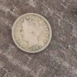 1893 V Nickel Key Date VF