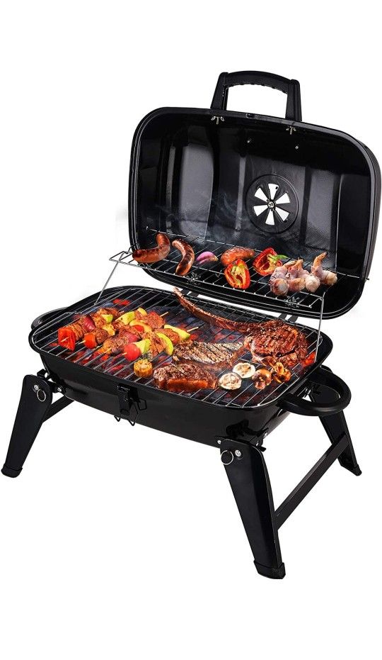 CUSIMAX Charcoal BBQ Grill, Portable Small Grills and Smokers Folding Tabletop Grills