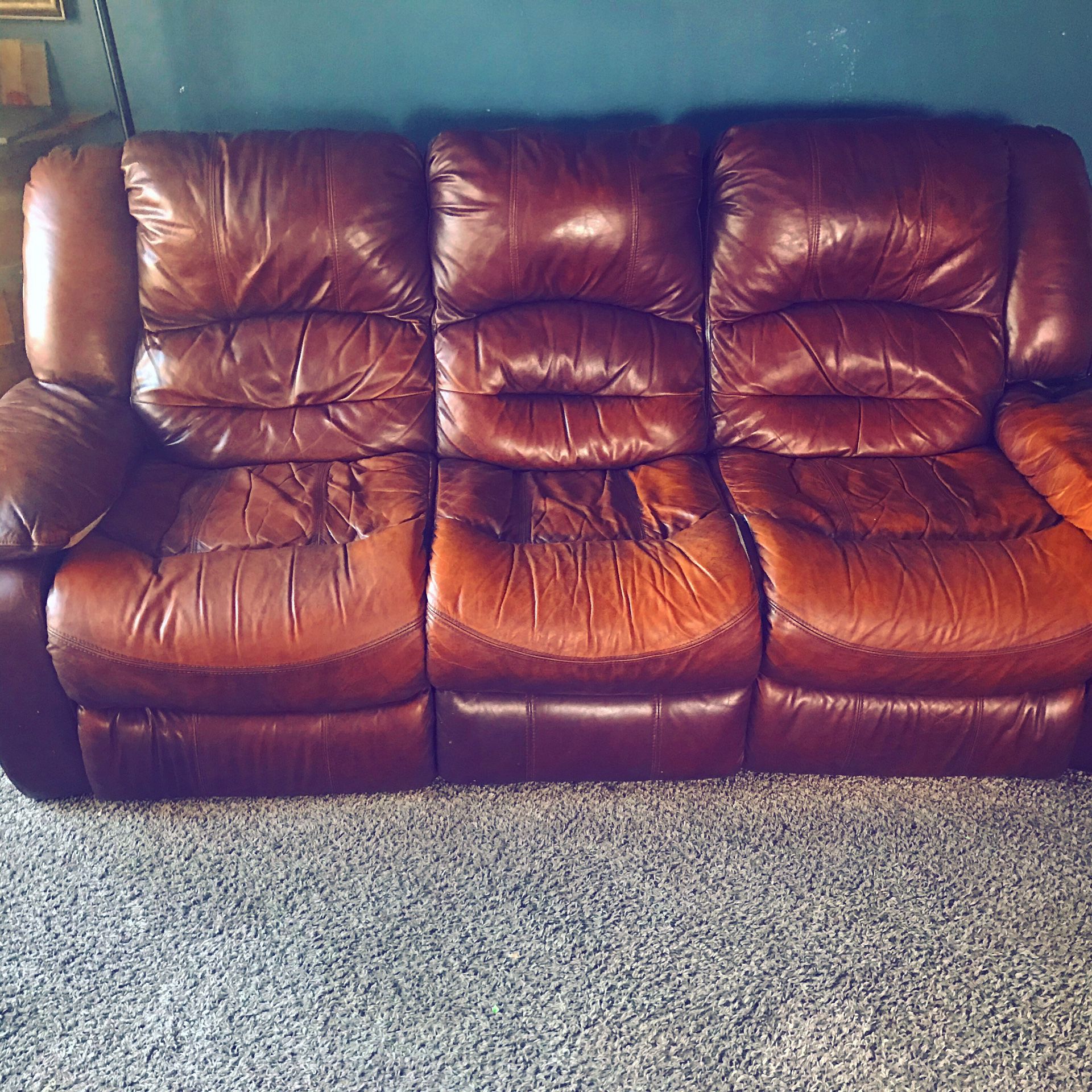 Electric leather recliner couch