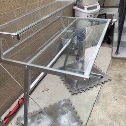 Modern Desk With Shelf Metal And Glass Tops . Retails $219 . Reduced From $65