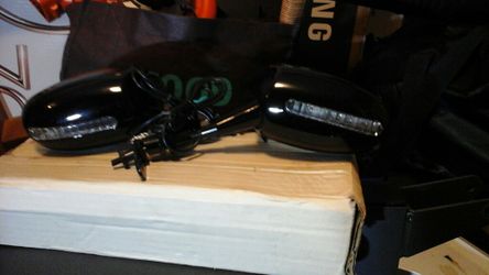 Sport bike side view mirror with led blinkers