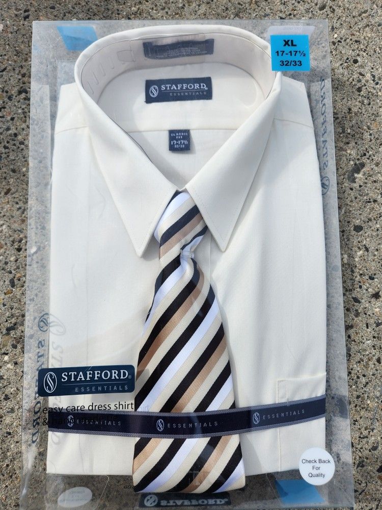 Stafford Essentials Classic Fix Men's Dress Shirt And Tie