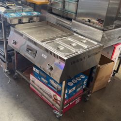 Stainless Griddle With Traits New/ Nuevo Plancha Con Charolas I Mangera I Regulador