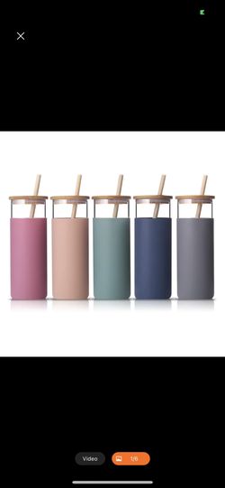 Glass Cups With Bamboo Lid For 15 Each Or 2 For 20