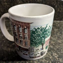 Bloomer Candy Coffee Cup artist M.A Bucci Zanesville Ohio candy company 