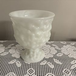 Vintage EO Brody Cleveland OH USA Crinkled Textured White Milk Glass Indoor Planter Vase