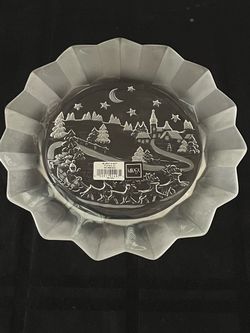 Mikasa frosted crystal Silent Night Christmas plate. 9.5”