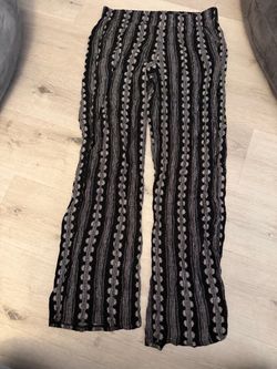 Black and White Patterned Wide-Leg Pants