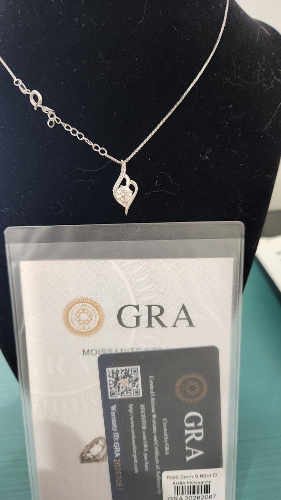 925 Sterling Silver Certified Moissanite Pendant With Chain.