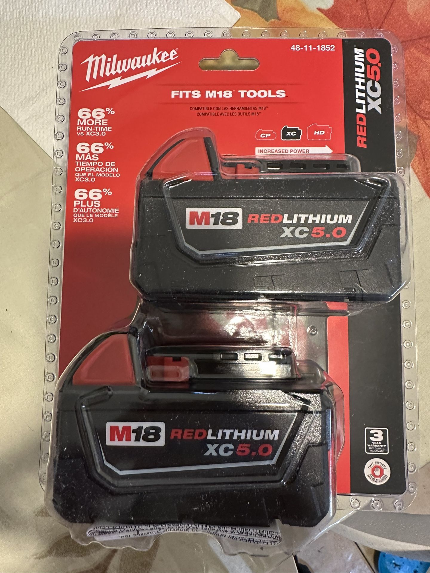 Brand New 5.0 Milwaukee M18 Batteries 