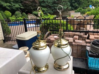 2 large white ginger jar lamps