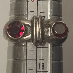Vintage Sterling Silver Ring Nice Red Stones Size 7