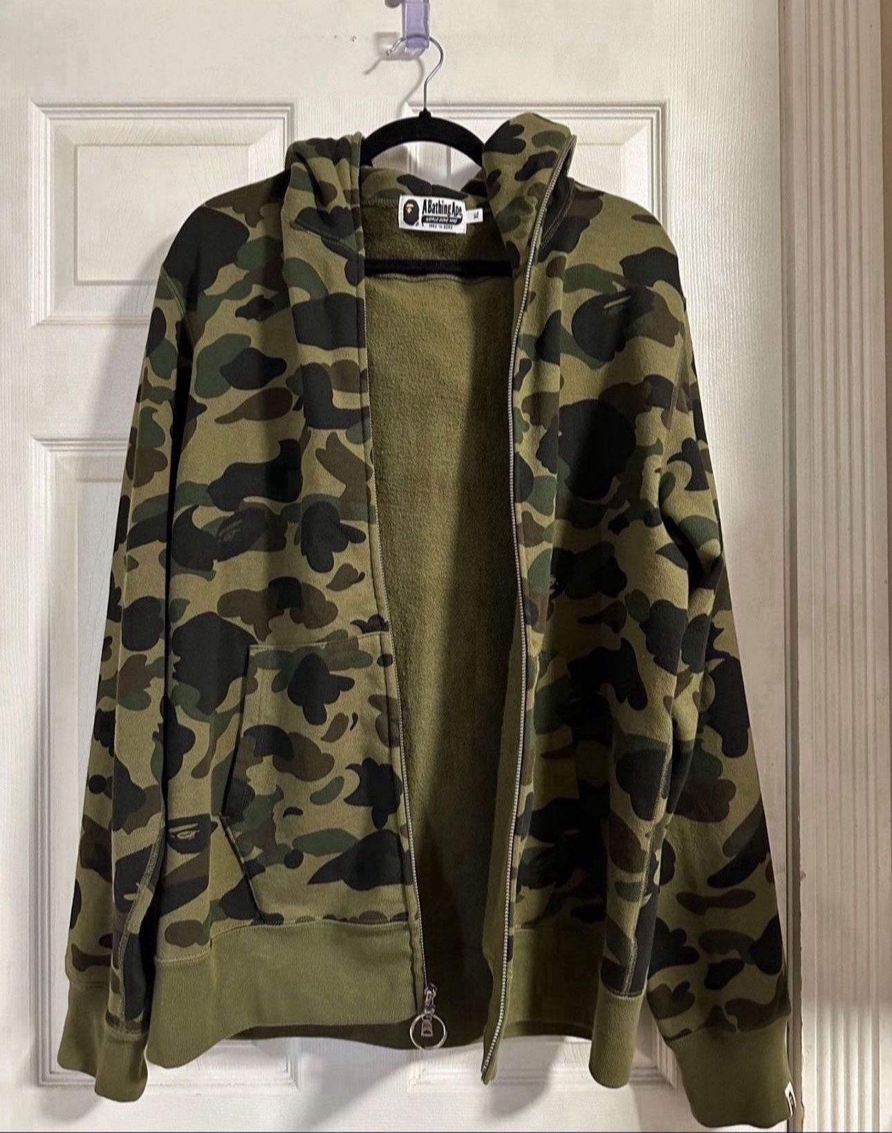 Bape 1st Camo Fish Full Zip Hoodie Green