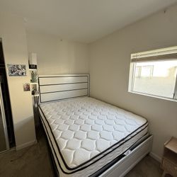 Queen Bed - bed frame, box spring, mattress 