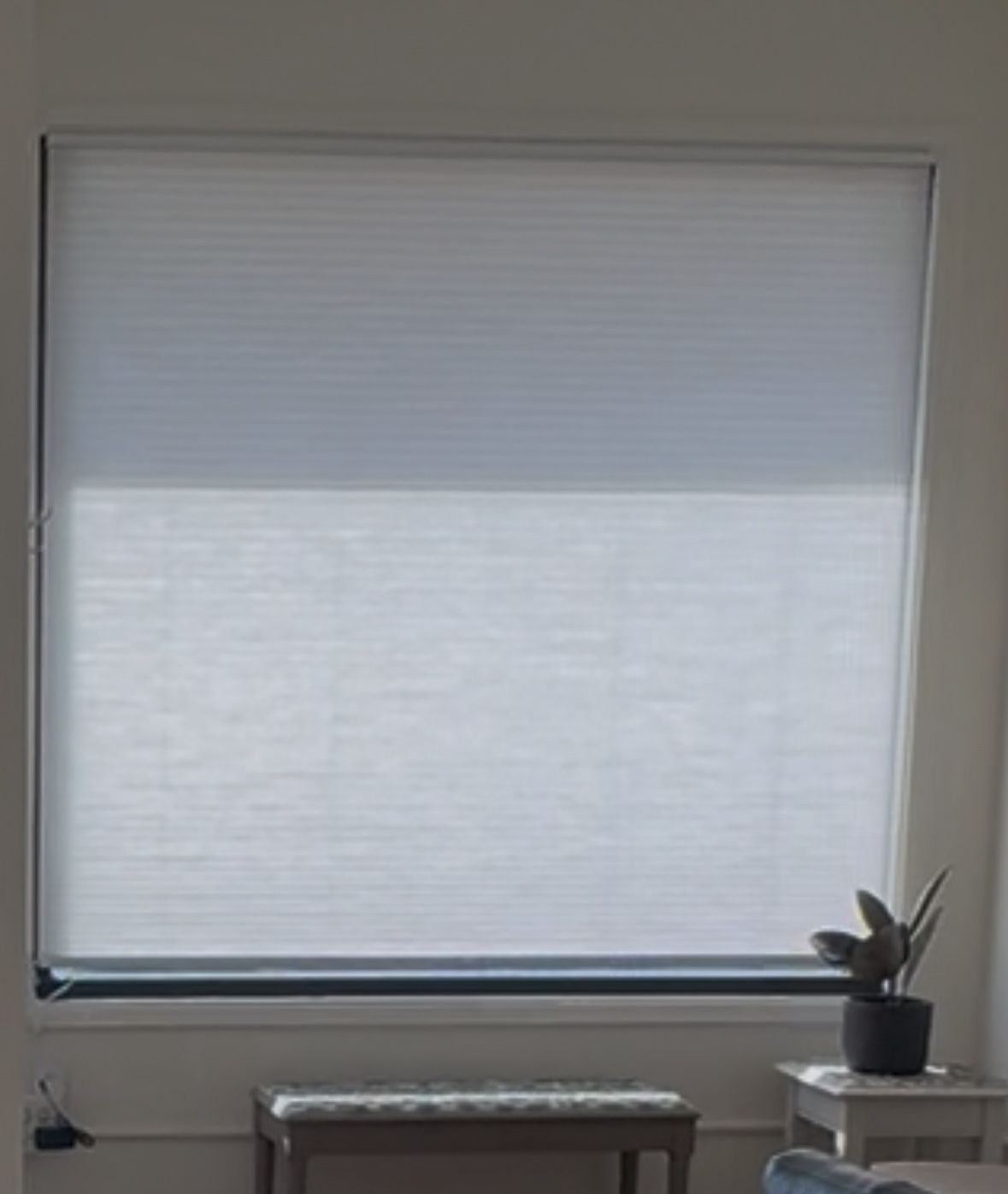 White cellular shade 71” wide by 72” length