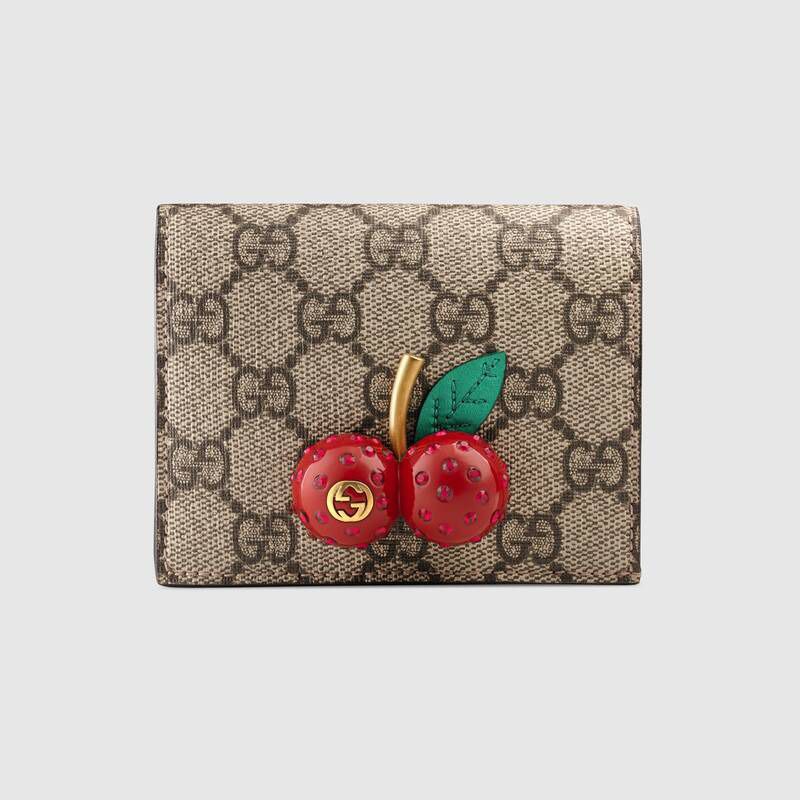 Gucci GG Supreme Canvas Cherry card case wallet 02USGG
