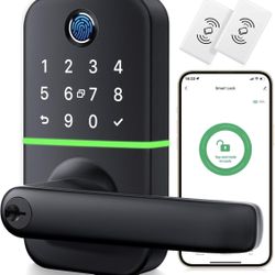 Keypad Smart Door Lock with Handle: Kucacci Keyless Entry Fingerprint Lock - Digital Code Handle with Keypad - Electronic Smart Knob for Front Door - 