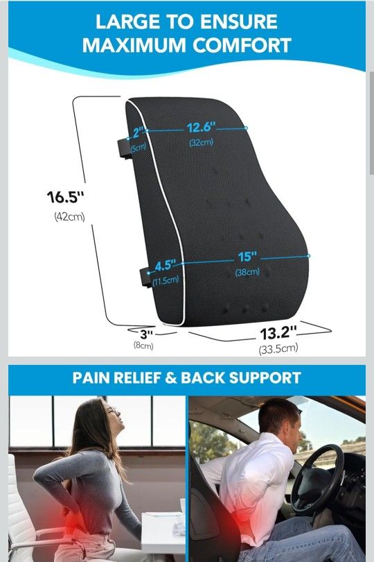 Qutool Ergonomic Lumbar Back Pillow Office Chair Car Seat Gaming Cushion neck head rest