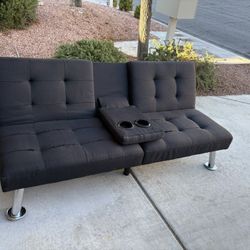 Black Futon With Chrome Legs