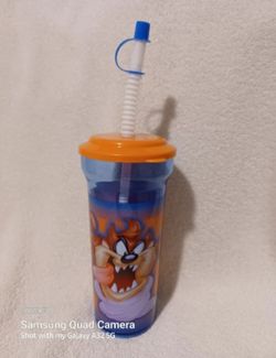 Vintage Looney tunes taz sports tumbler cup with lid and straw