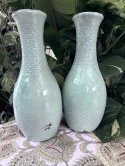 Pottery Barn, Celine Vases, Heavy, I Would Say It Is Concrete Material, $15 Each Or $20 Both, 12” T