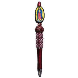 Virgen De Guadalupe Beaded Ballpoint Twist Pen Focal Bead Red