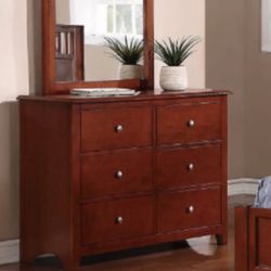 Cherry Colar Dresser With Mirror. & Nightstand. 
