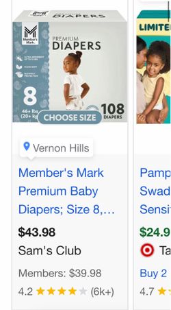 Members Mark diapers size 8