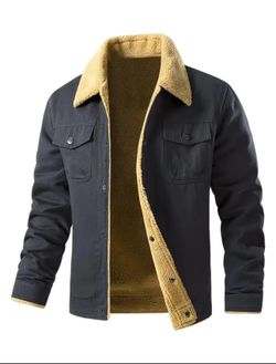 Men's Casual Fleece-Lined Jacket with Petal Pockets