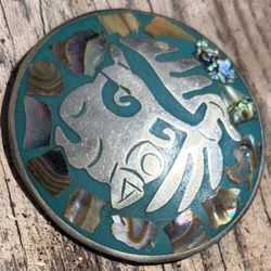 Nice Vintage Mexican Alpaca Silver broach/pendant