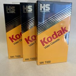 Kodak high standard VHS T–120 blank tapes, sealed