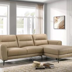 New Luxury Toop Grain Genuine Leather Sectional Couch / Free Delivery 