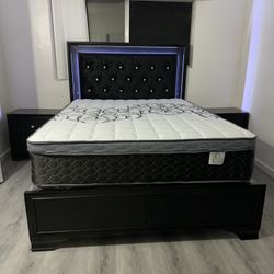 Queen Bed Frame With Led Light  / Mattress Included.     Beds Frames On Sale 