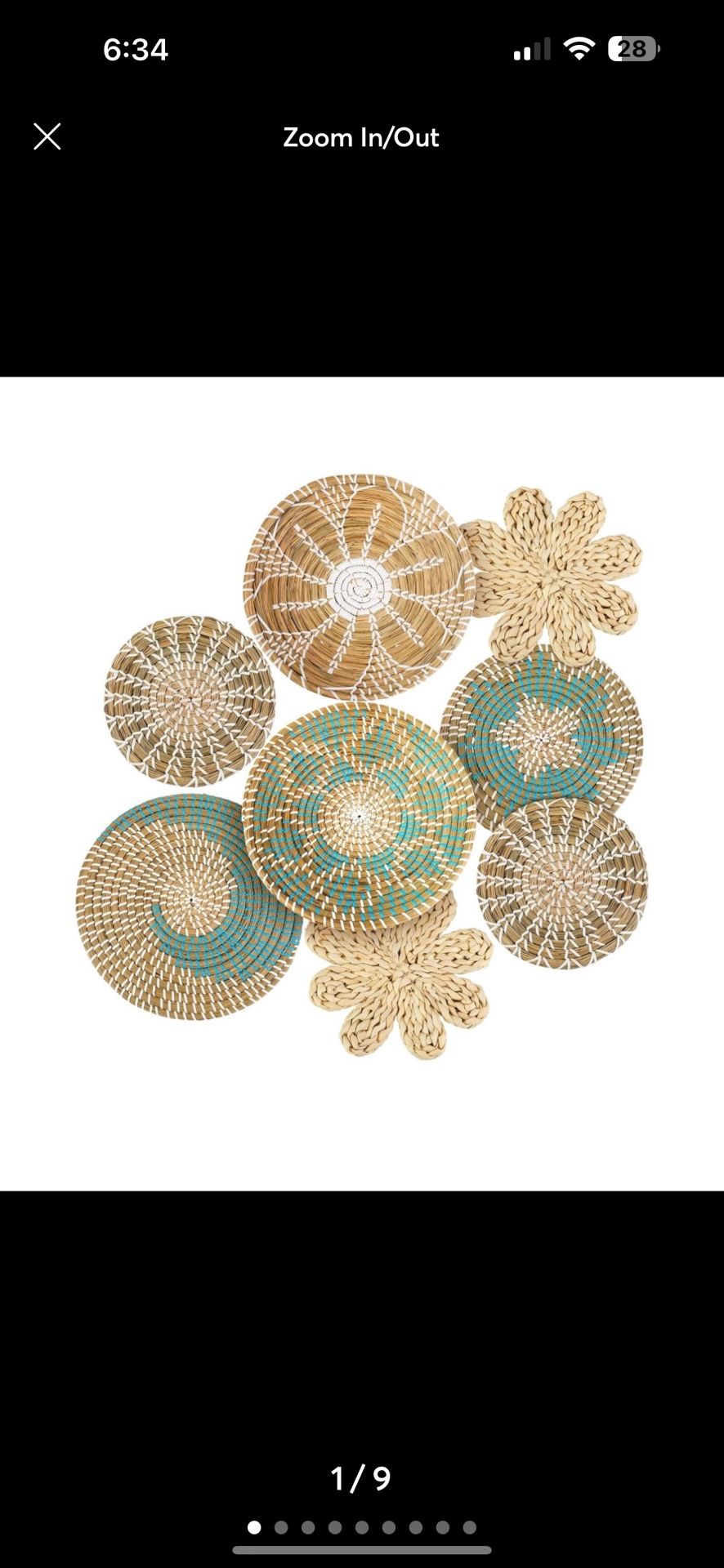 Handcrafted Wicker Round Seagrass Basket Wall Art