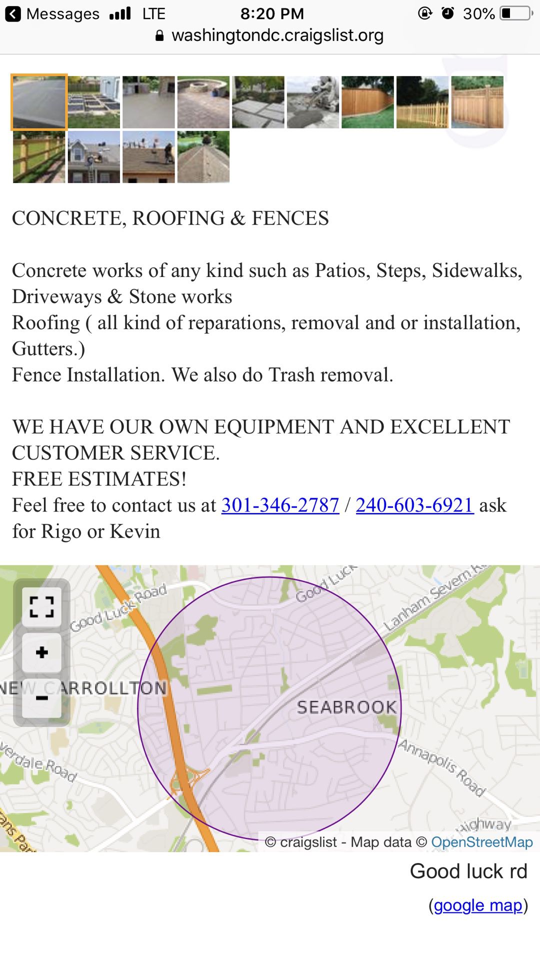 Concrete , roofing, fences & trash removal ! EXCELLENT COMPETITIVE PRICES - free estimates !