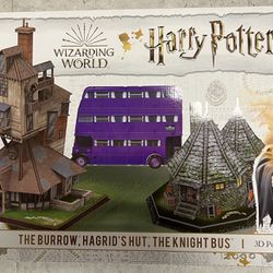Wizarding World Harry Potter The Burrow, Hagrid's Hut, The Knight Bus 3D Puzzle 315-pieces