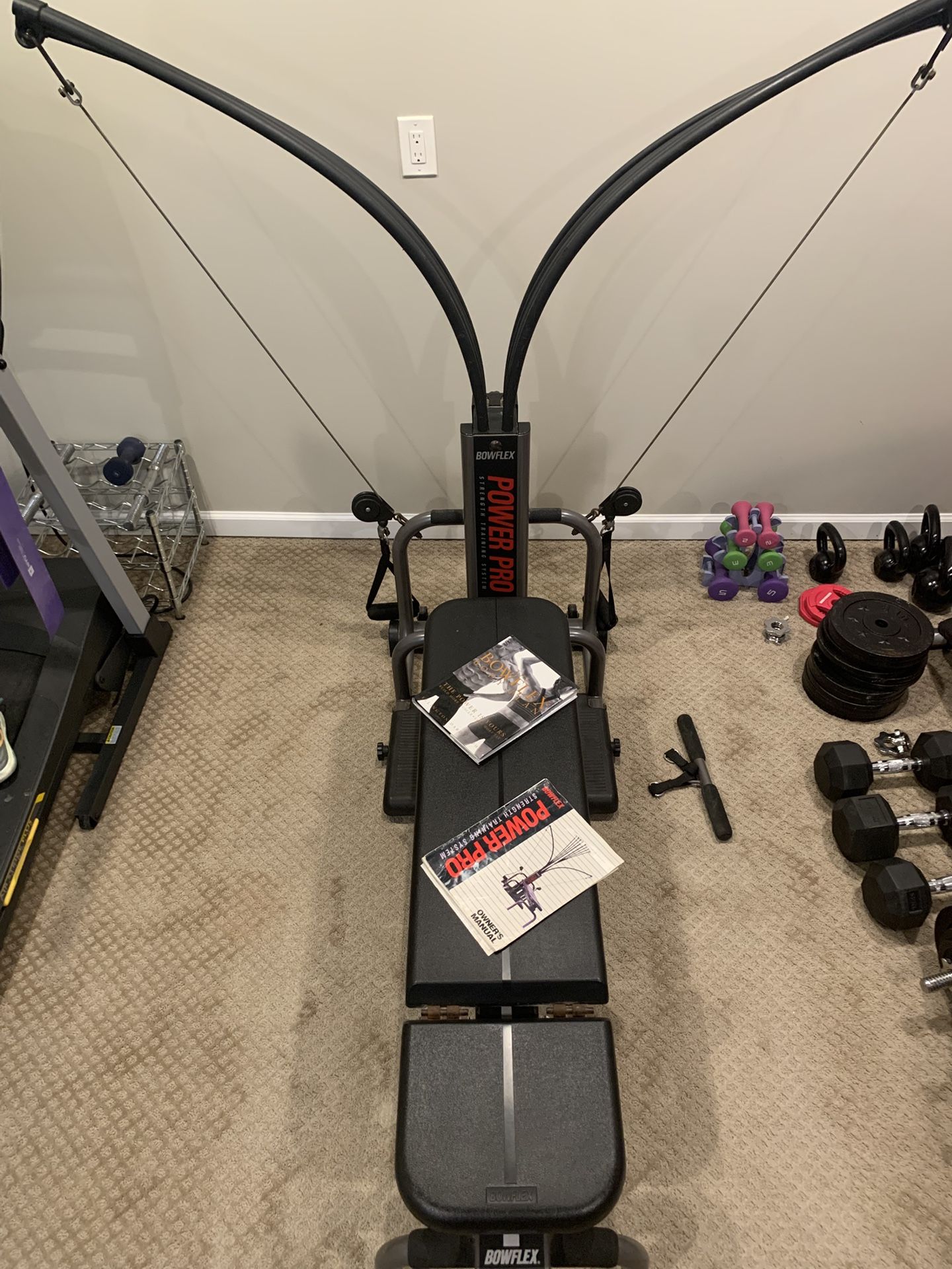 BOWFLEX POWER PRO MACHINE + MANUAL & BOWFLEX POWER PLAN BOOK!!! 3 BENCH SETTINGS!!!