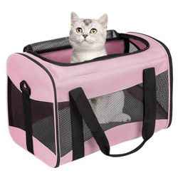 Cat Carrying Case - Pet Travel Carrier with Removable Pad, Collapsible Cat Carrier for Medium and Small Cats & Dogs