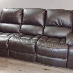 Faux Leather Dual Recliner Couch 