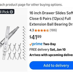 Drawer sliders soft close 6prs
