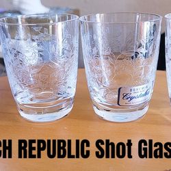Vintage Czech Republic Bohemian Crystal  Glasses Shot Glass, 2oz. B/O