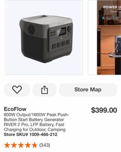 EcoFlow 800W Output/1600W Peak Push-Button Start Battery Generator RIVER 2 Pro, LFP Battery, Fast Charging for Outdoor, Camping