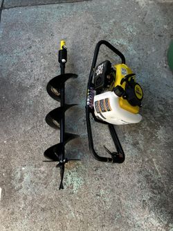 New Champion 53cc earth auger. Has an 8-inch auger bit for digging post holes. This is a 1-person model. Great for landscaping projects or fence build