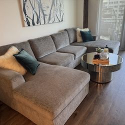 Large Sectional Gray Grey Pullout Couch