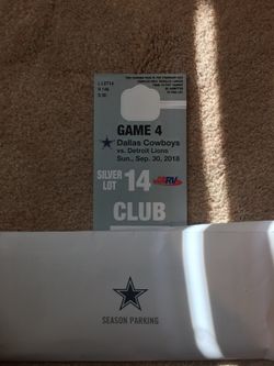 Silver Lot 14 Parking Pass for Detroit Lions @ Dallas Cowboys tomorrow