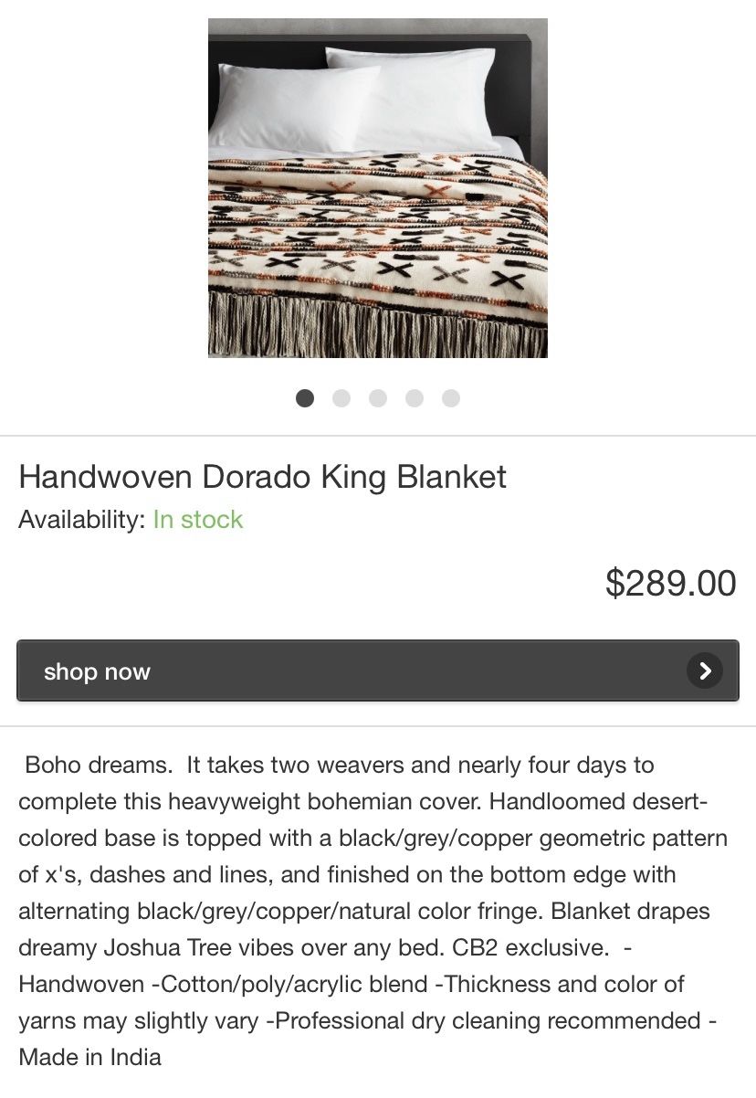 Cb2 dorado online blanket