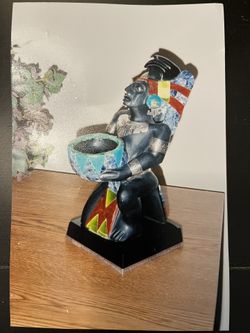 DAMAGED Aztec Eagle Warrior Obsidian With Inlays