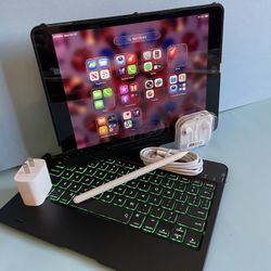 Apple IPad 9th Generation (10.2” Retina /Touch ID /IOS 18/ 2021 Model) 64GB with Pen, Keyboard  & Accessories 